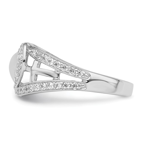 925 Sterling Silver Rhodium-plated CZ Polished Pure Heart Ring - Picture 3 of 8